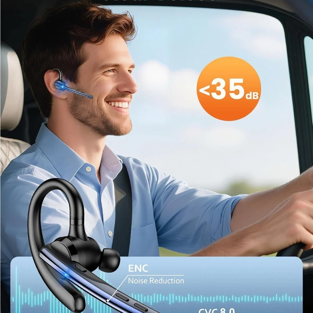 Wireless Bluetooth Headset with Charging Case - Black
